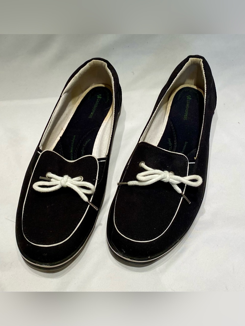 Grasshoppers Black Canvas Slip-On Loafers, size 11